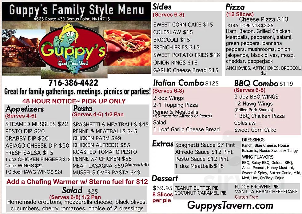 Guppy's Restaurant & Tavern menus in Bemus Point, New York, United States