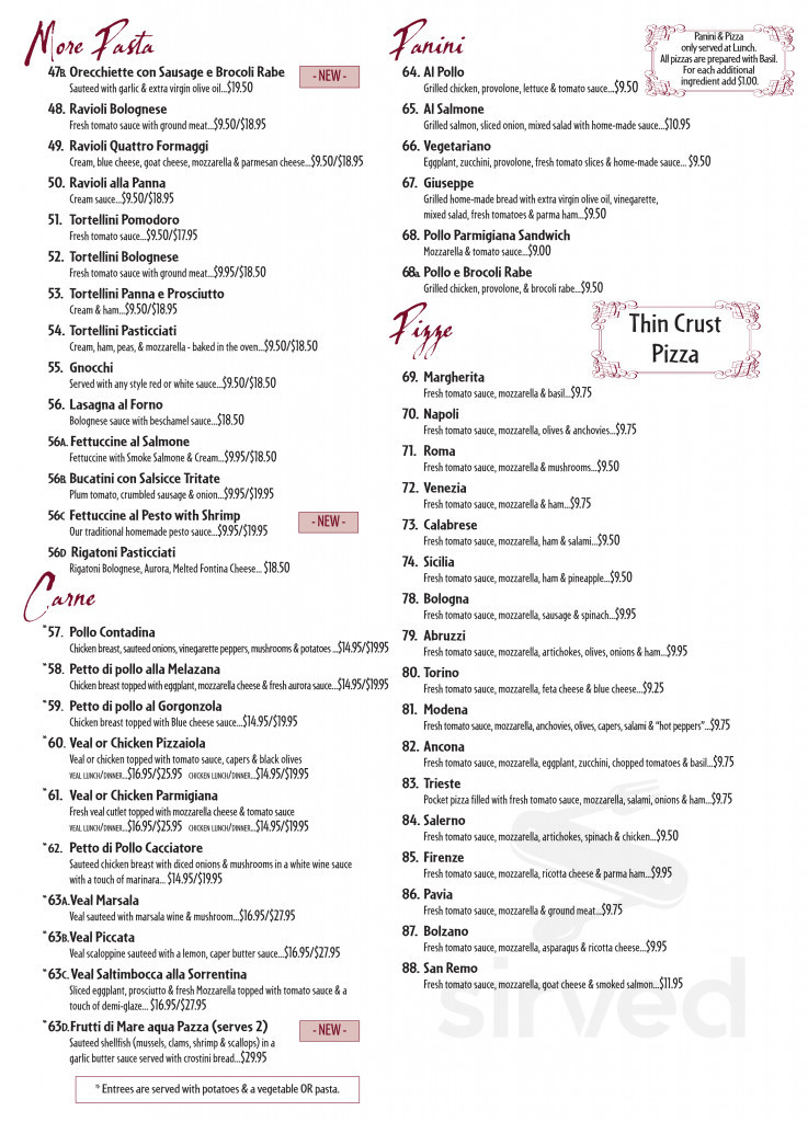 Trattoria Giuseppe menu in Newtown Square, Pennsylvania