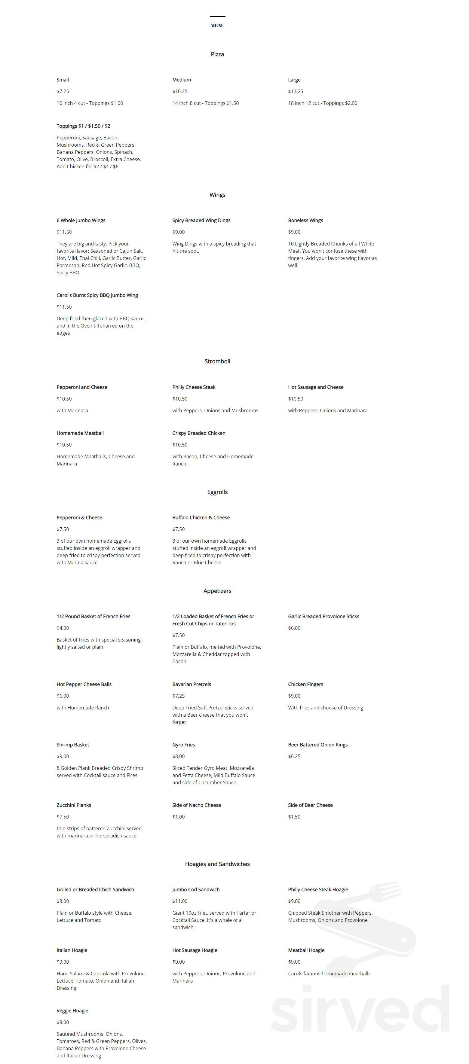 James Street Tavern menu in Monroeville, Pennsylvania, USA