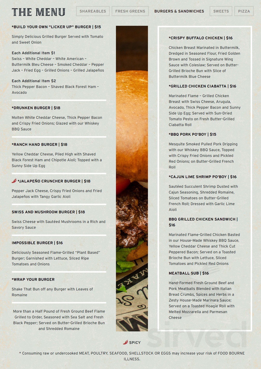 Whiskey Licker Up at Binion's menu in Las Vegas, Nevada, USA