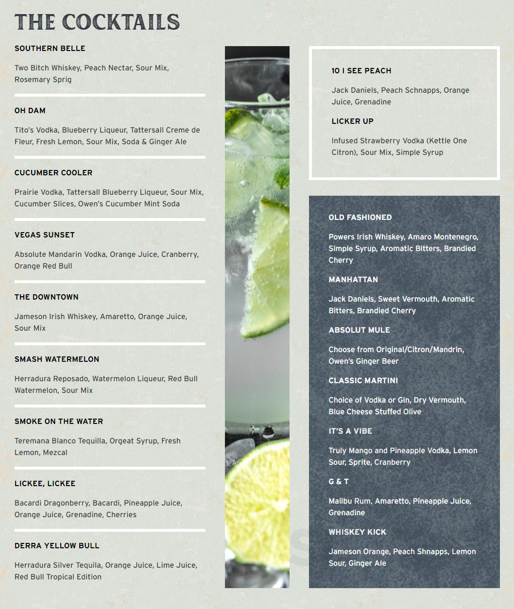 Whiskey Licker Up at Binion's menu in Las Vegas, Nevada, USA