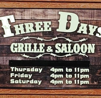 Three Days Grille & Saloon Logo in Iowa Falls, Iowa