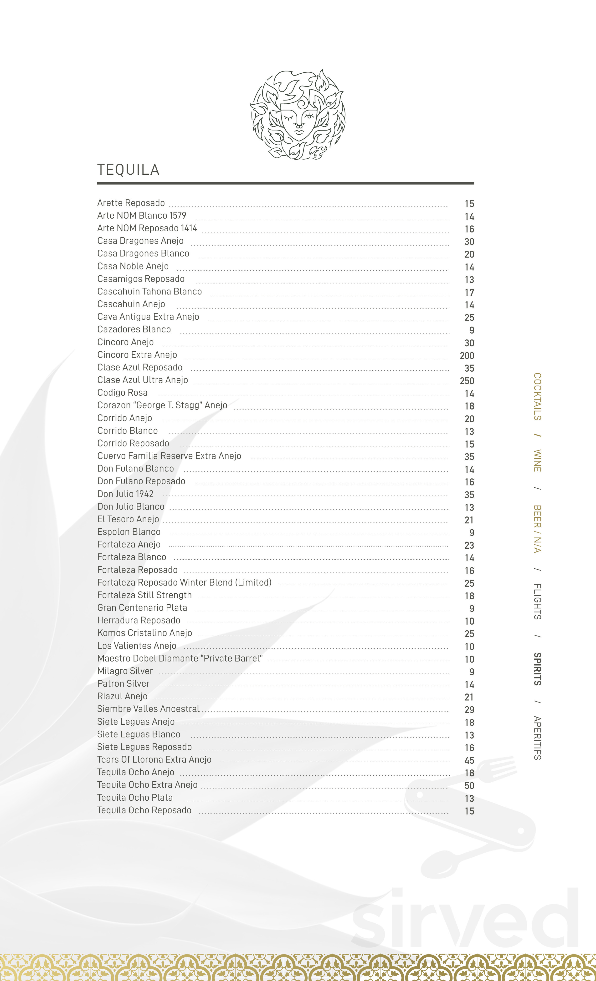 Chantico Mexican Restaurant Phoenix menu in Phoenix, Arizona, USA