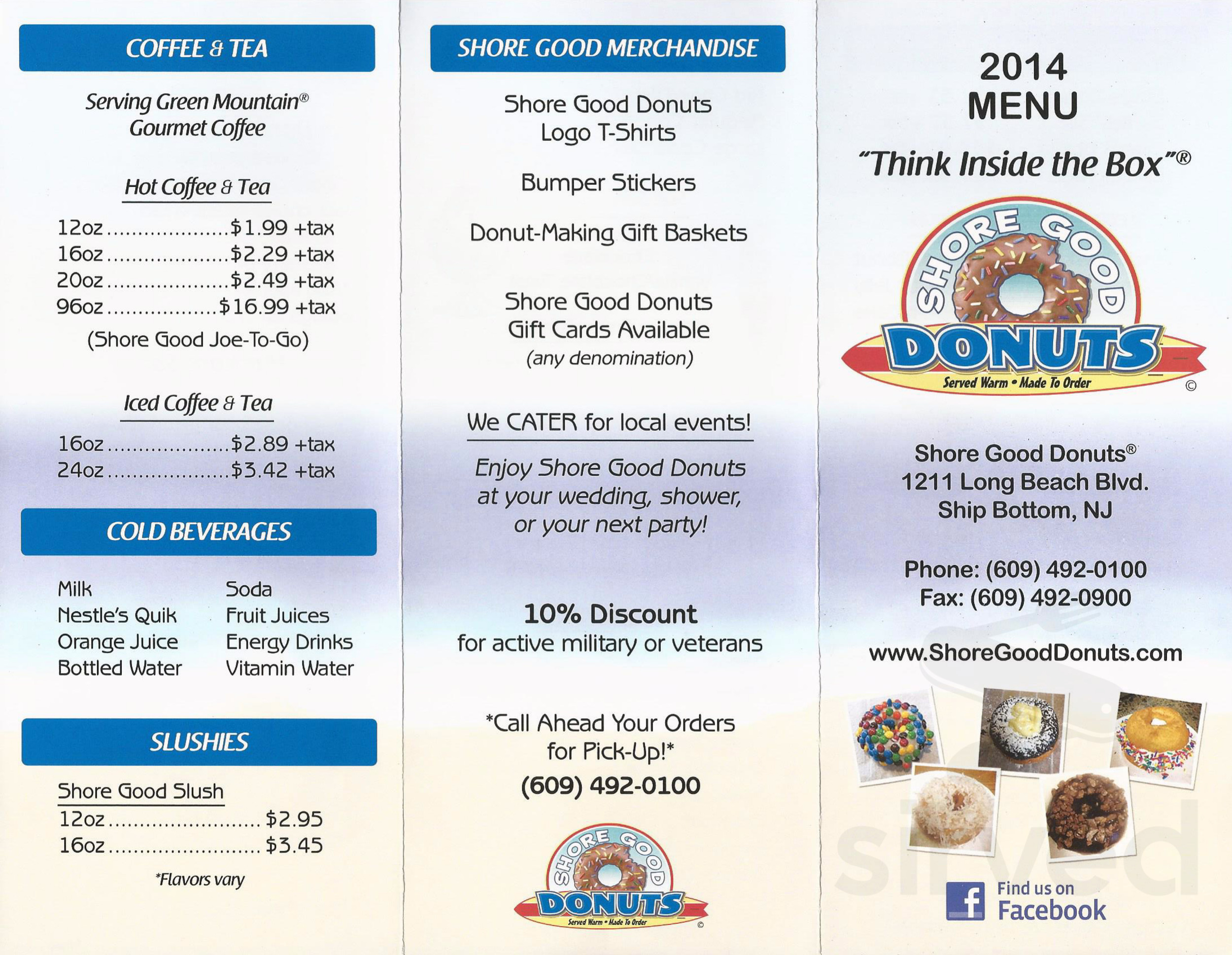 Shore Good Donuts menu in Ship Bottom, New Jersey, USA