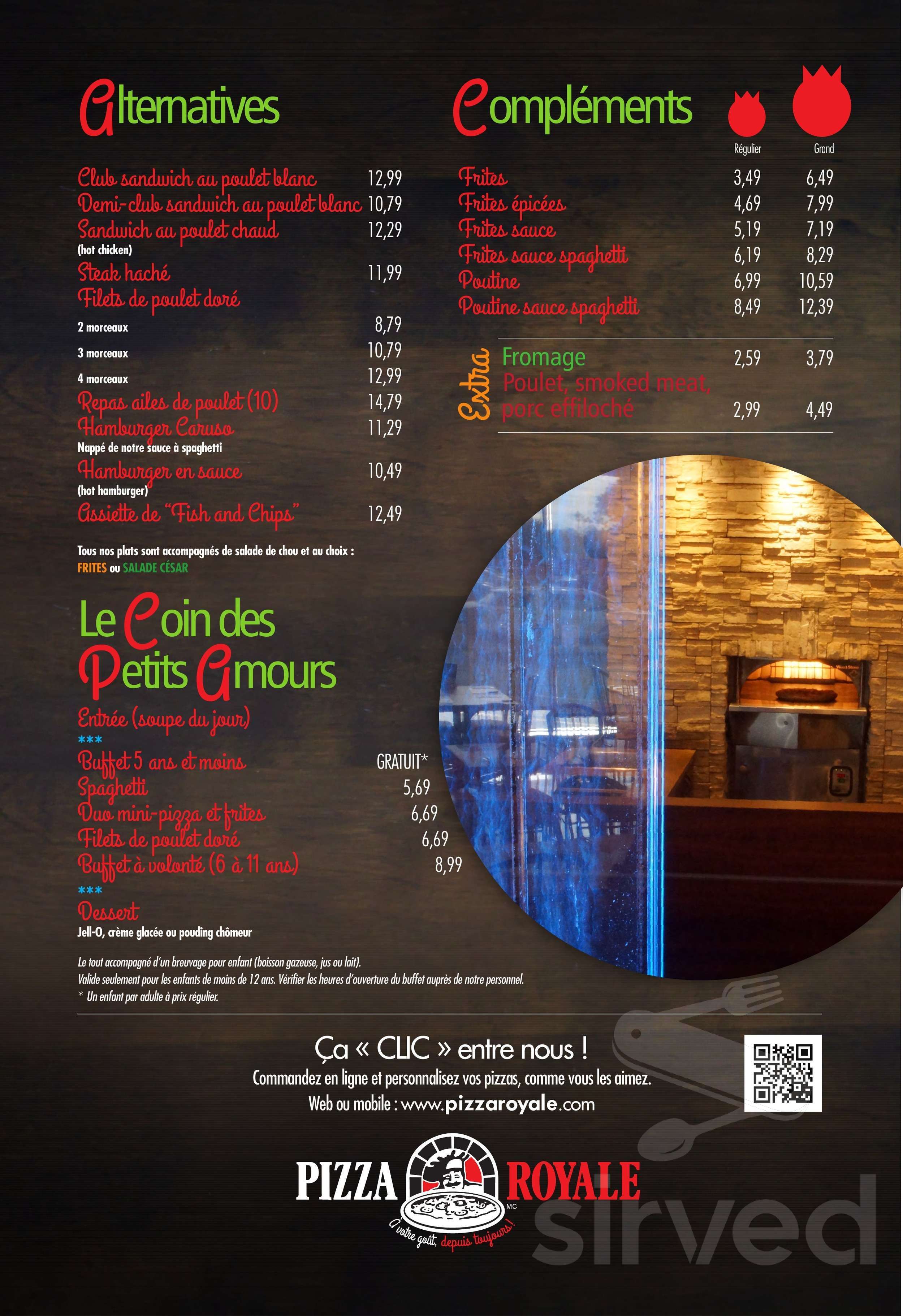 Pizza Royale menu in Québec City, Quebec G1M 2T4, Canada