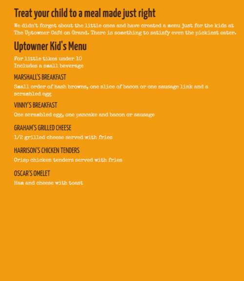 The Uptowner Cafe on Grand menu in St Paul, Minnesota, USA