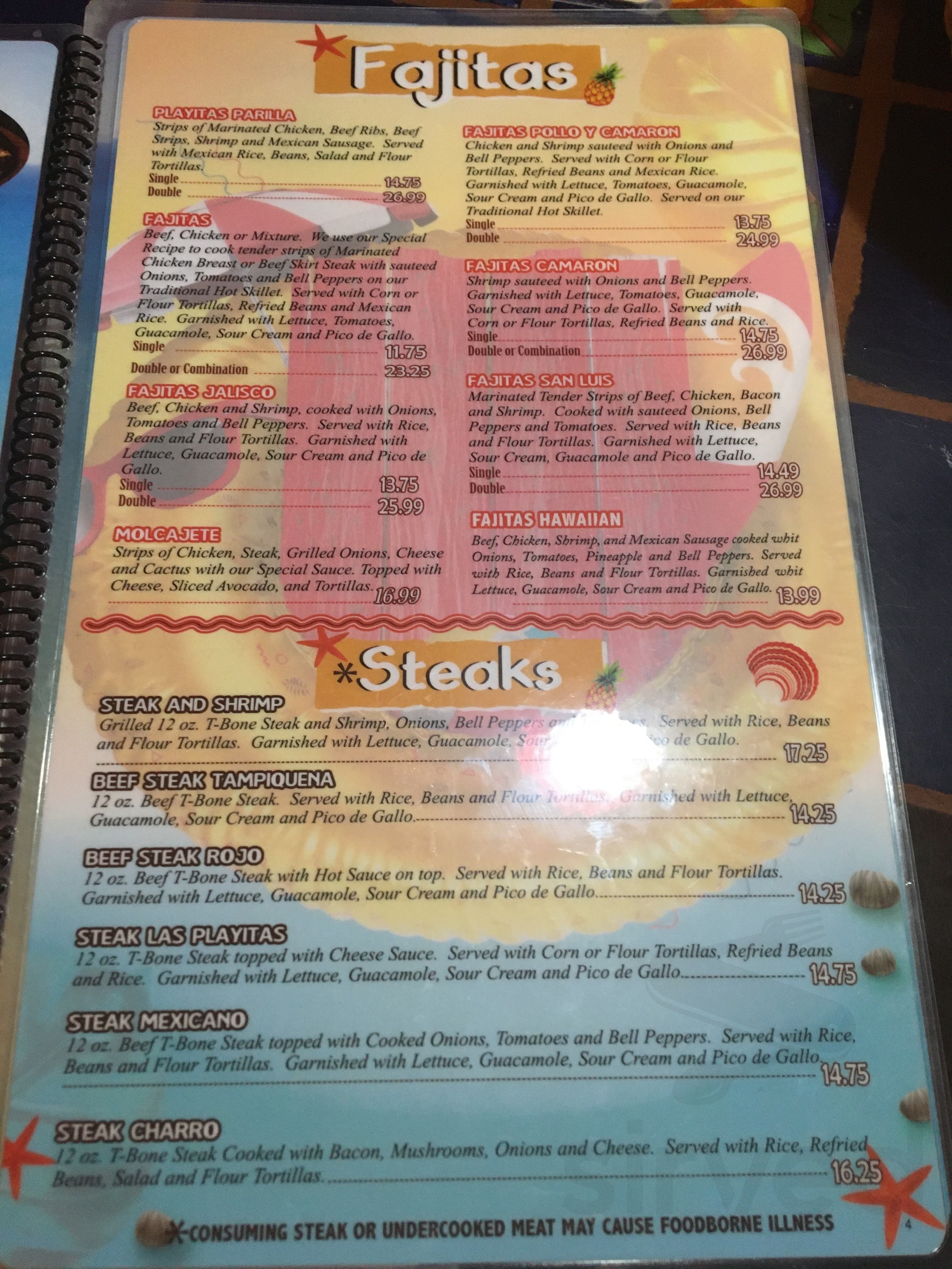 Las Playitas menu in Heber Springs, Arkansas, USA