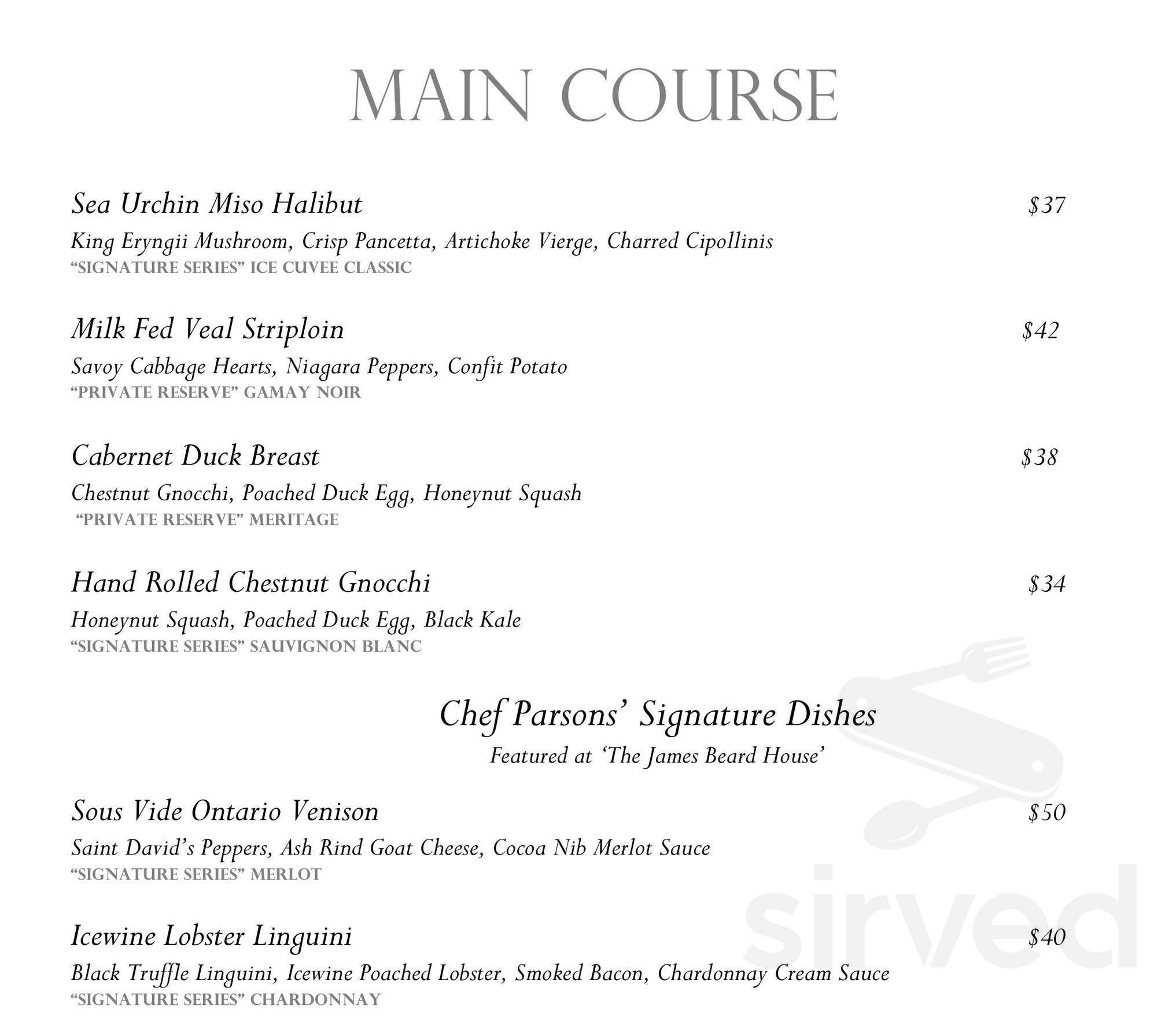 Peller Estates Winery And Restaurant menu in NiagaraontheLake, Ontario, Canada