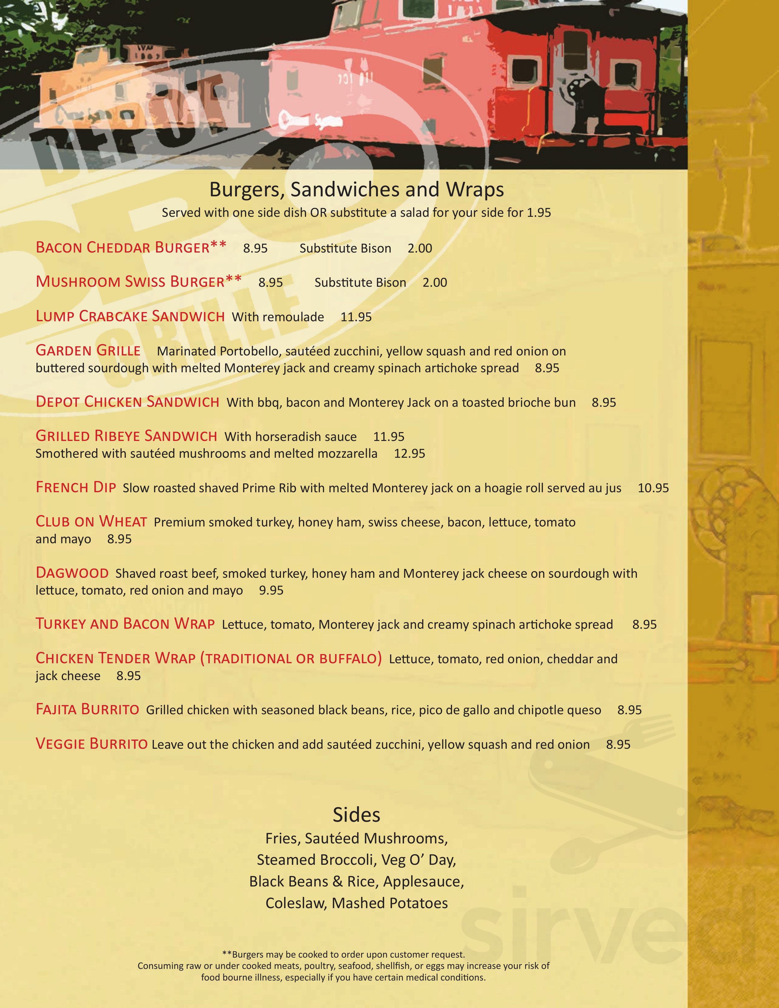 Depot Grille menus in Lynchburg, Virginia, United States