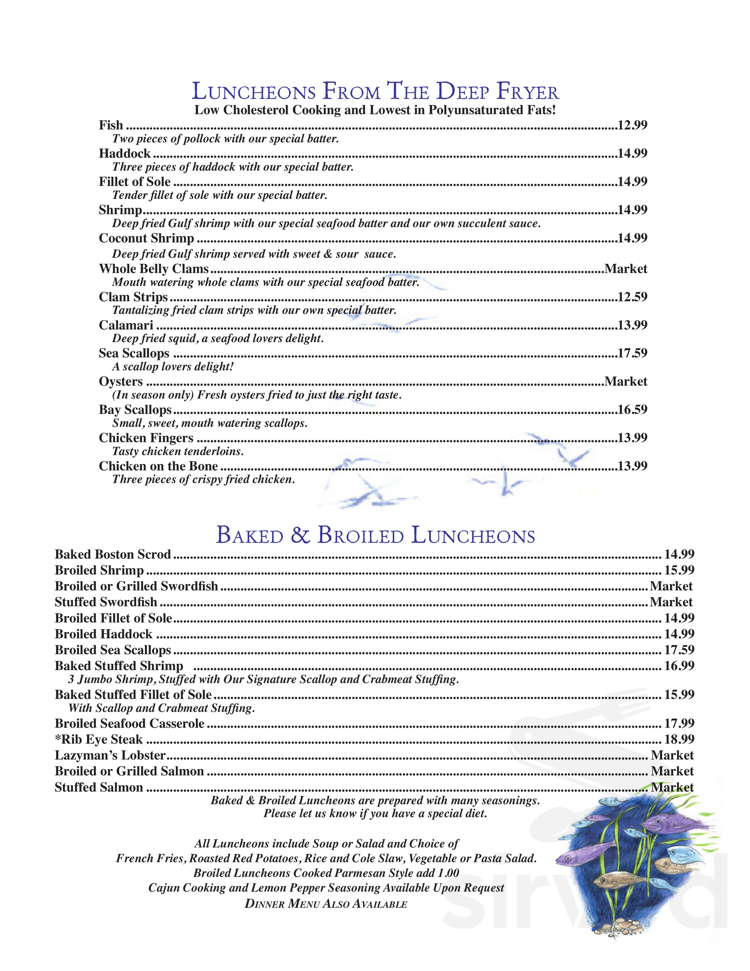Maine Fish Market Restaurant menu in East Windsor, Connecticut, USA