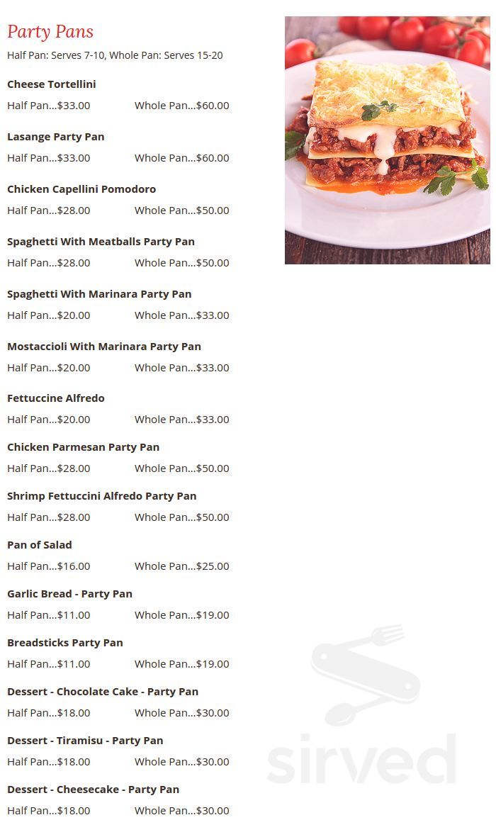 Toscana Italian Ristorante menu in Franklin, Wisconsin, USA