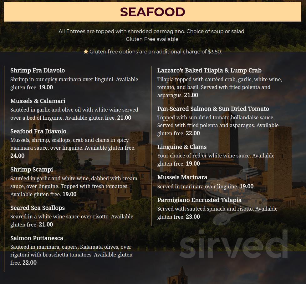Lazzaro's Italian Bistro menus in Palmyra, Pennsylvania, United States