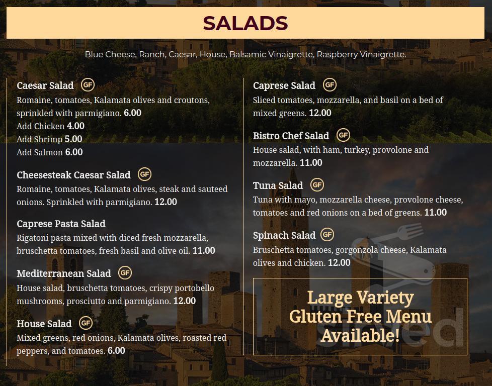 Lazzaro's Italian Bistro menus in Palmyra, Pennsylvania, United States