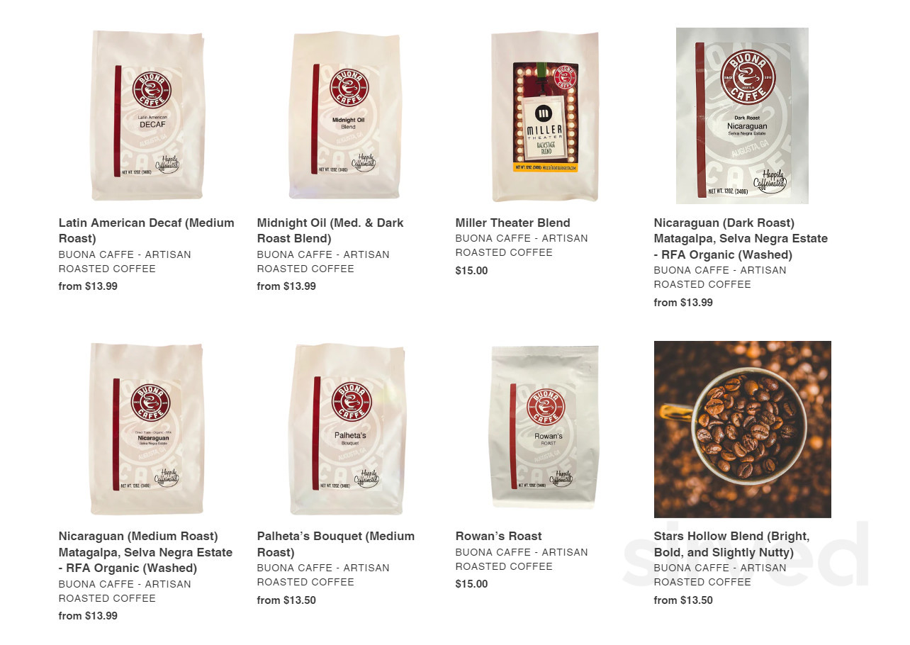 Buona Caffe Artisan Roasted Coffee menu in Augusta, USA