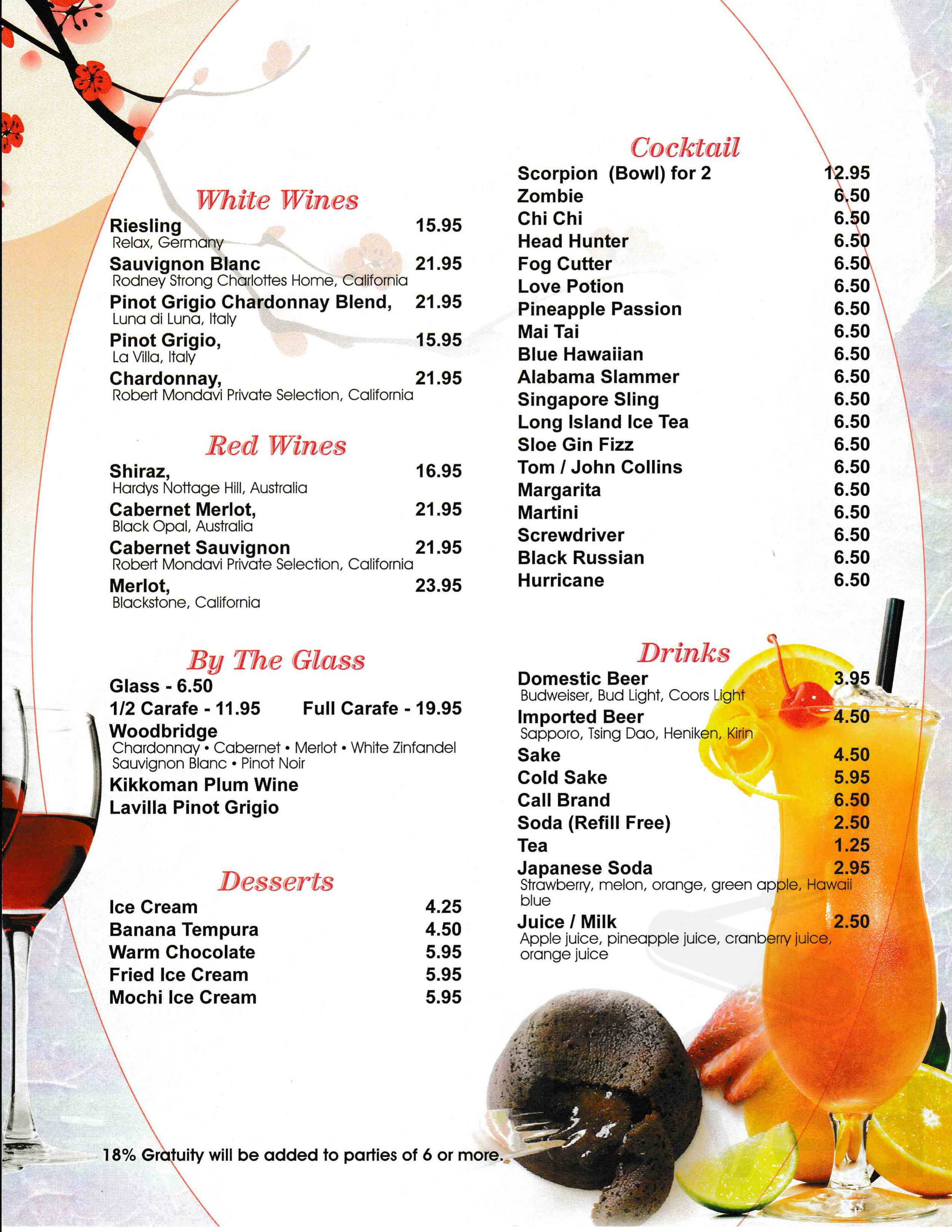 Zhang's Restaurant ⚠️Madison⚠️ drink menu in Madison, Connecticut