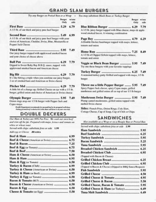 Sports Page Restaurant menu in Cincinnati, Ohio, USA