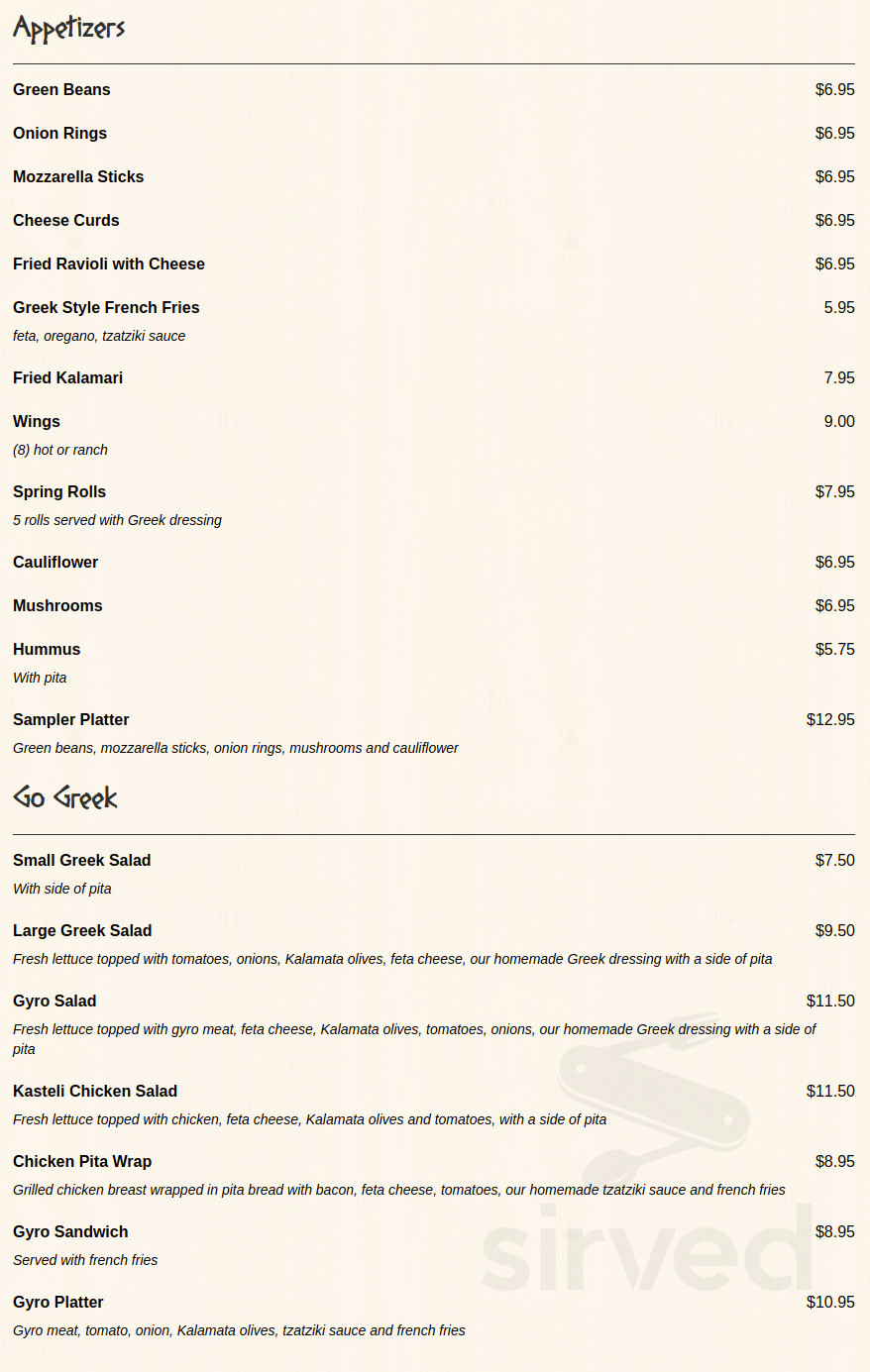 George's Pizza menu in Pella, Iowa, USA