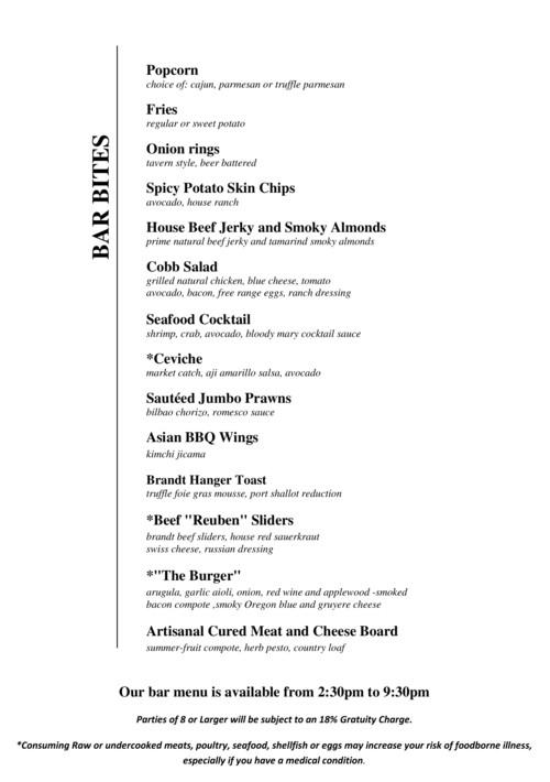 Argyle Steakhouse menu in Carlsbad, California, USA
