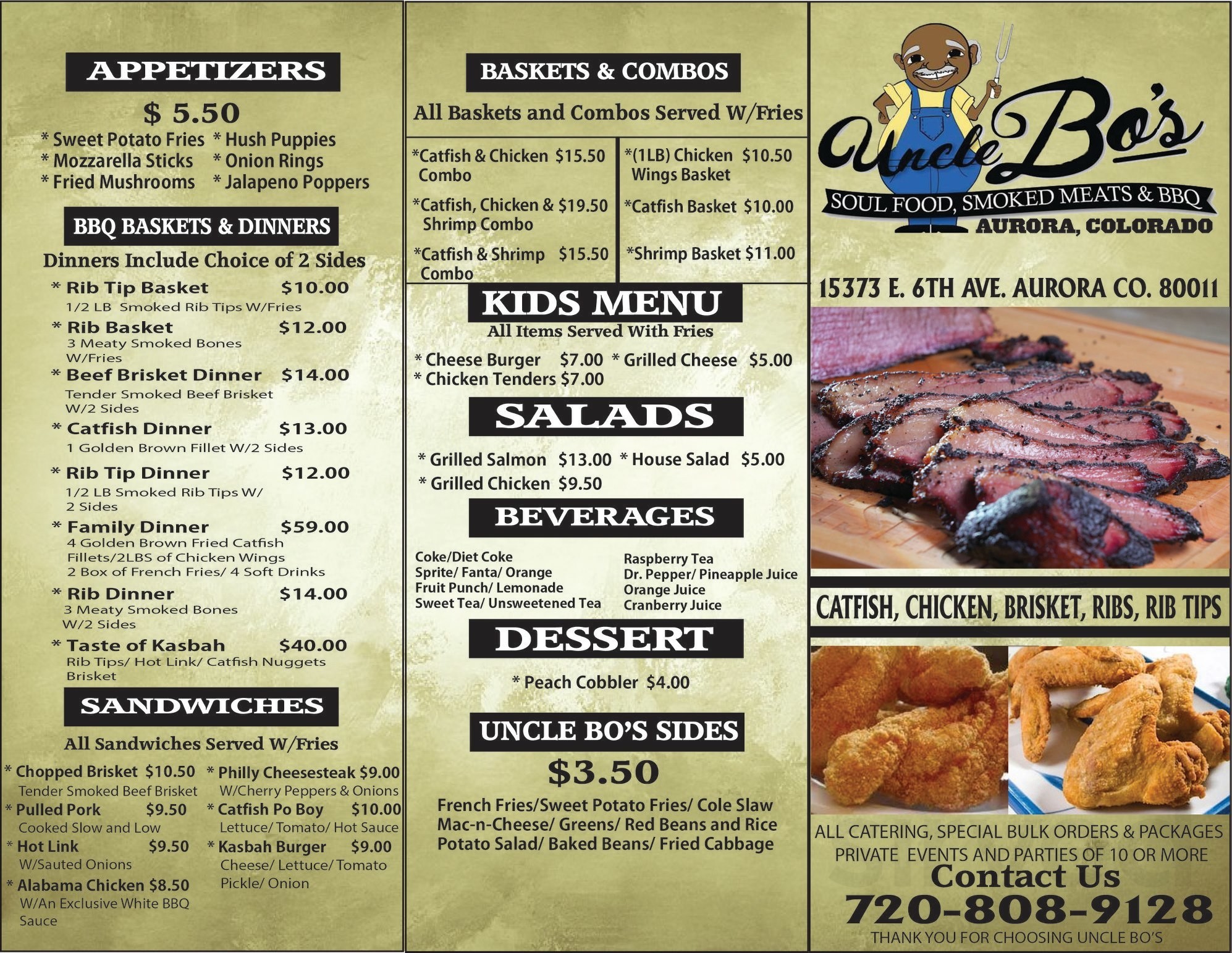 The Kasbah menu in Aurora, Colorado, USA