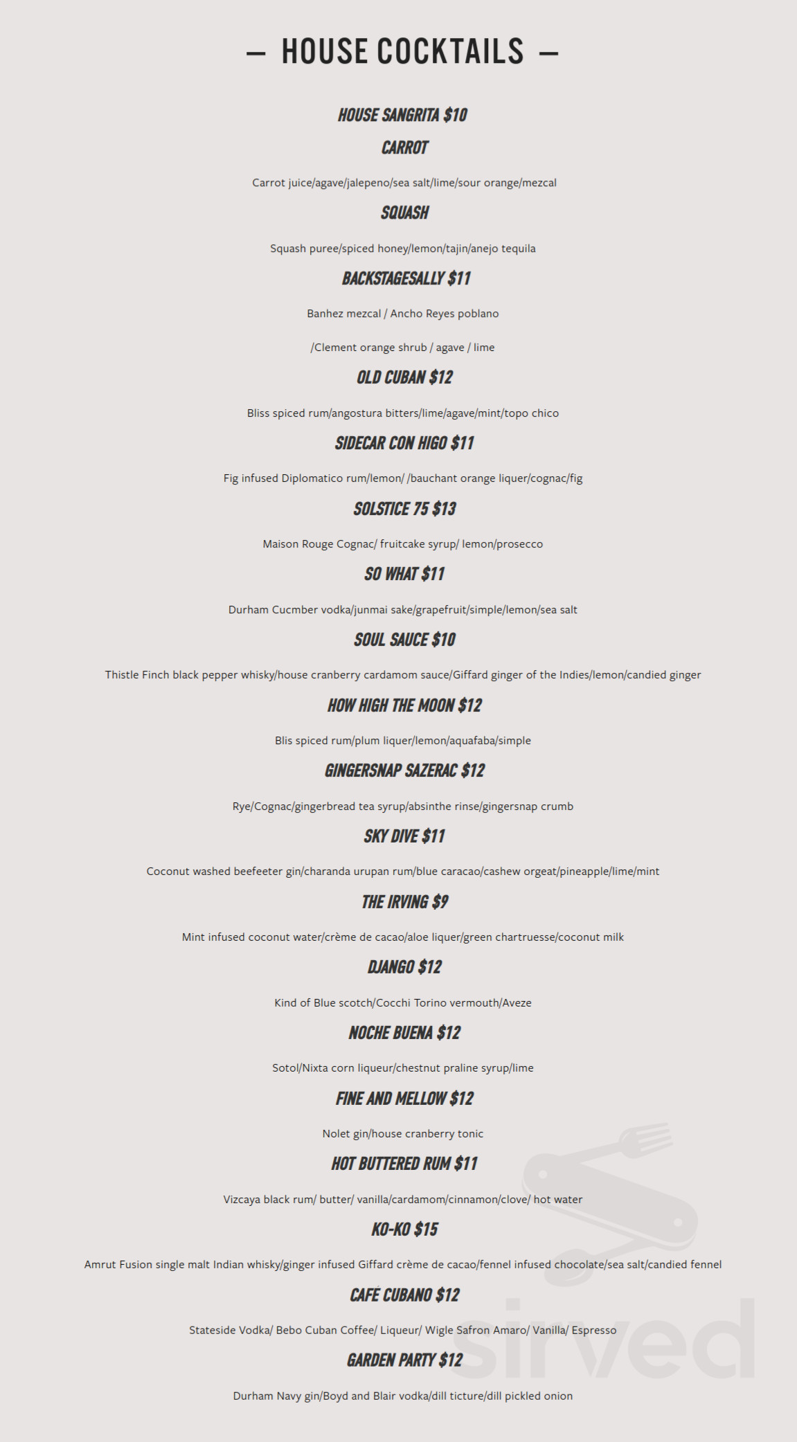 Con Alma menu in Pittsburgh, Pennsylvania, USA