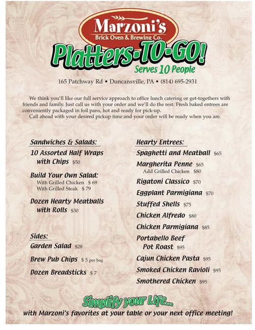 Marzoni's Brick Oven & Brewing menu in Duncansville, Pennsylvania, USA