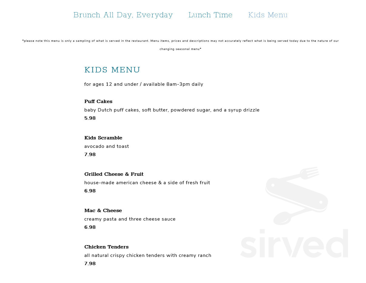 Claudine Artisan Kitchen & Bakeshop kids menu in Los Angeles, California