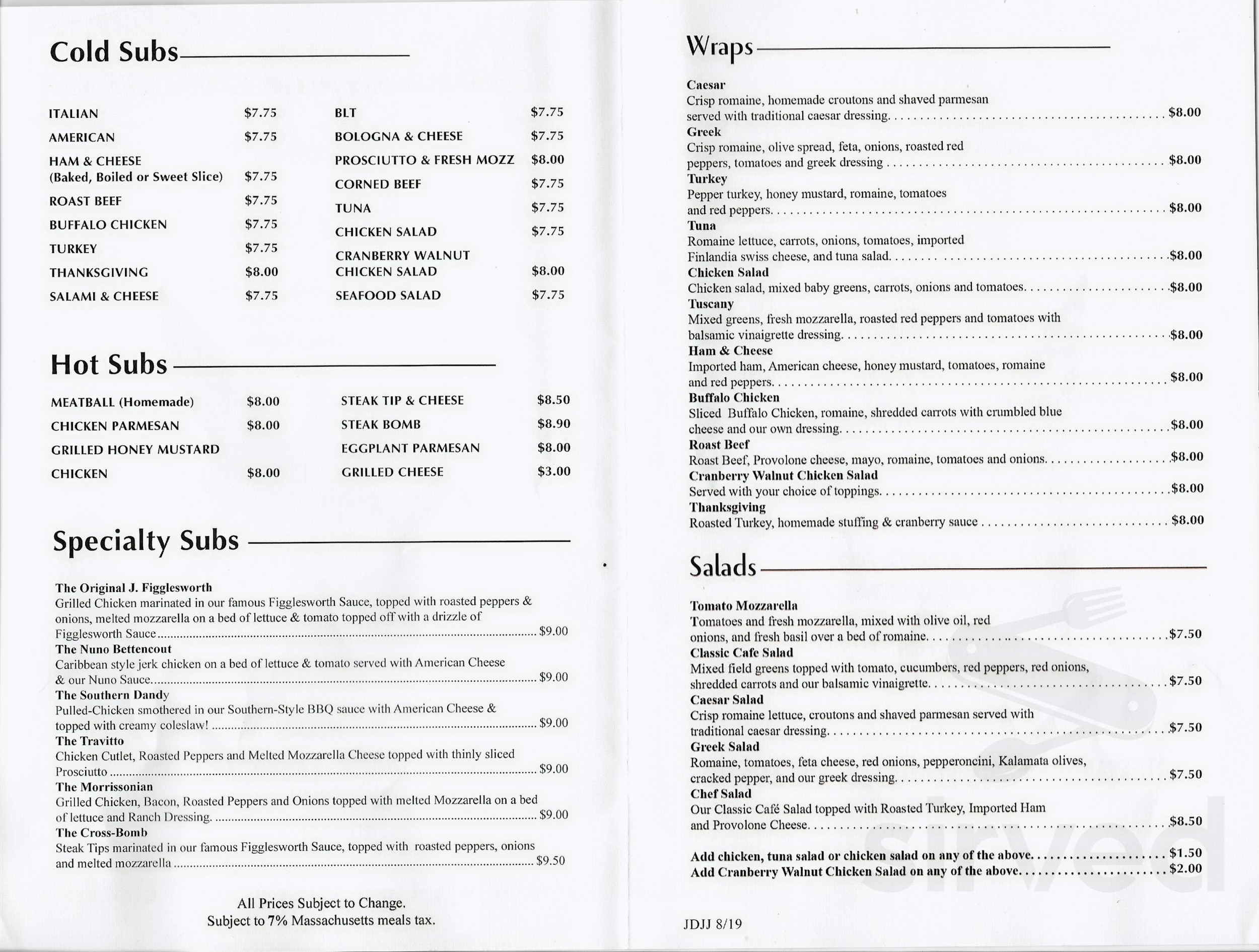 Menu - Winthrop MA's Letterie's Italian Market | Sirved