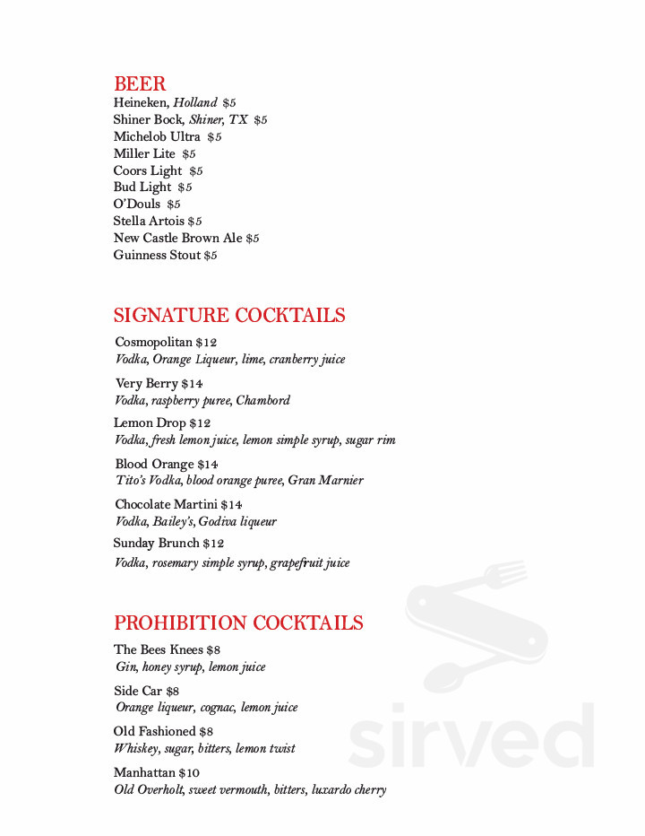 Red Fire Grille menu in Palestine, Texas, USA