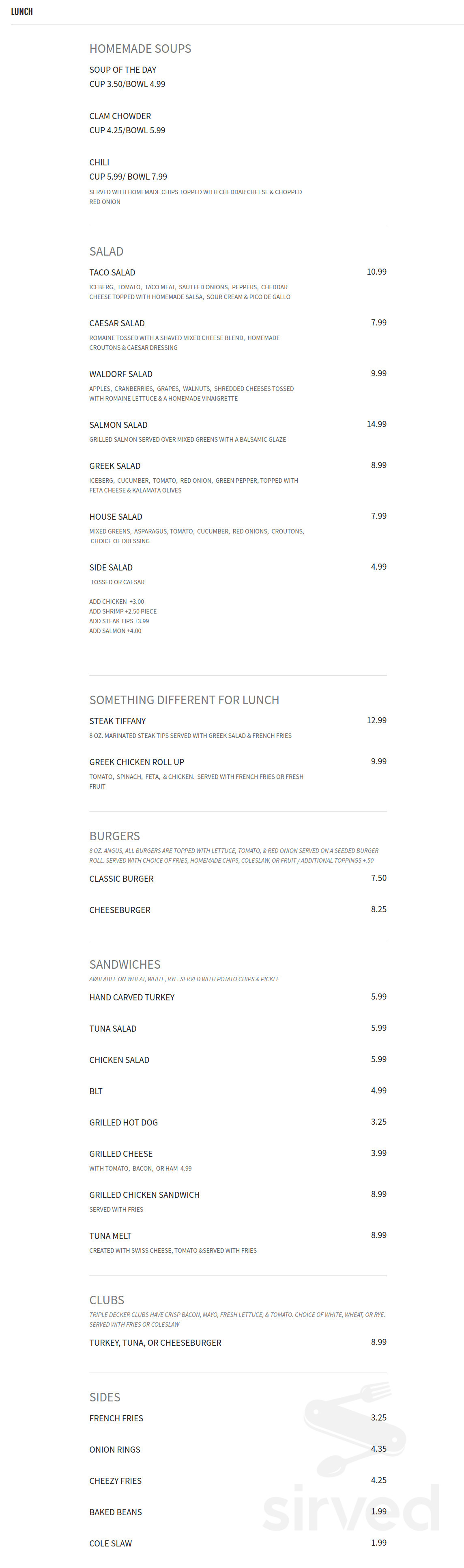 The Connection Cafe menu in Holbrook, Massachusetts, USA