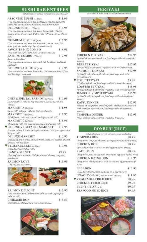 Sushi Feast menu in Cambridge, Ontario, Canada