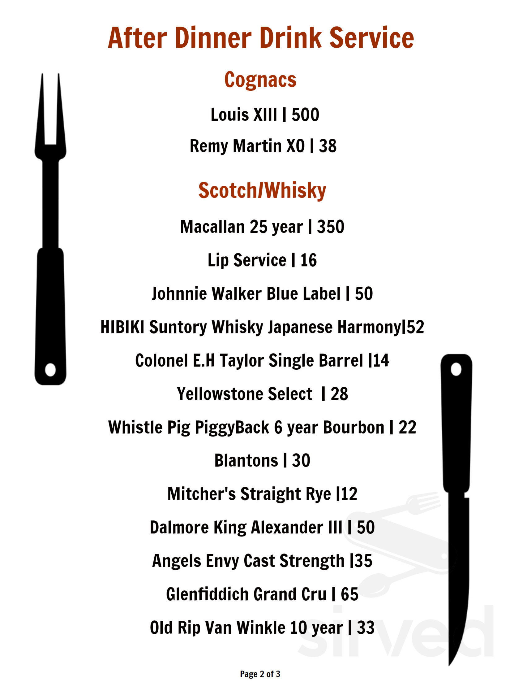 Menu - El Paso TX's 1700° Steakhouse | Sirved