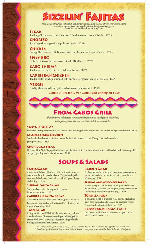 Chuck's Steak House and Margarita Grill menu in Storrs, Connecticut, USA