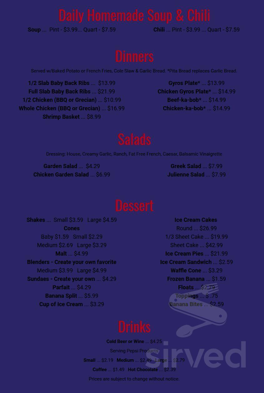 Pappys menu in Evergreen Park, Illinois, USA