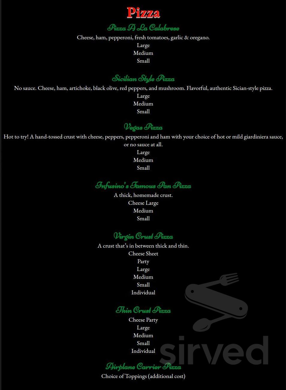 Infusino's Pizzeria & Restaurant menu in Racine, Wisconsin, USA