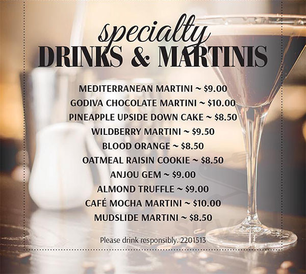 Menu Cinnaminson NJ's SweetWater Bar & Grill Sirved