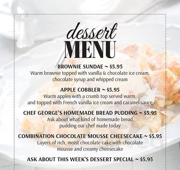 Menu Cinnaminson NJ's SweetWater Bar & Grill Sirved
