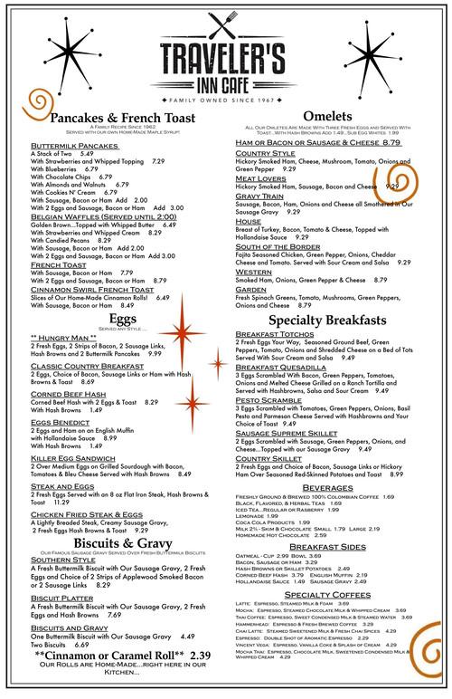 Travelers Inn Restaurant menu in Alexandria, Minnesota, USA