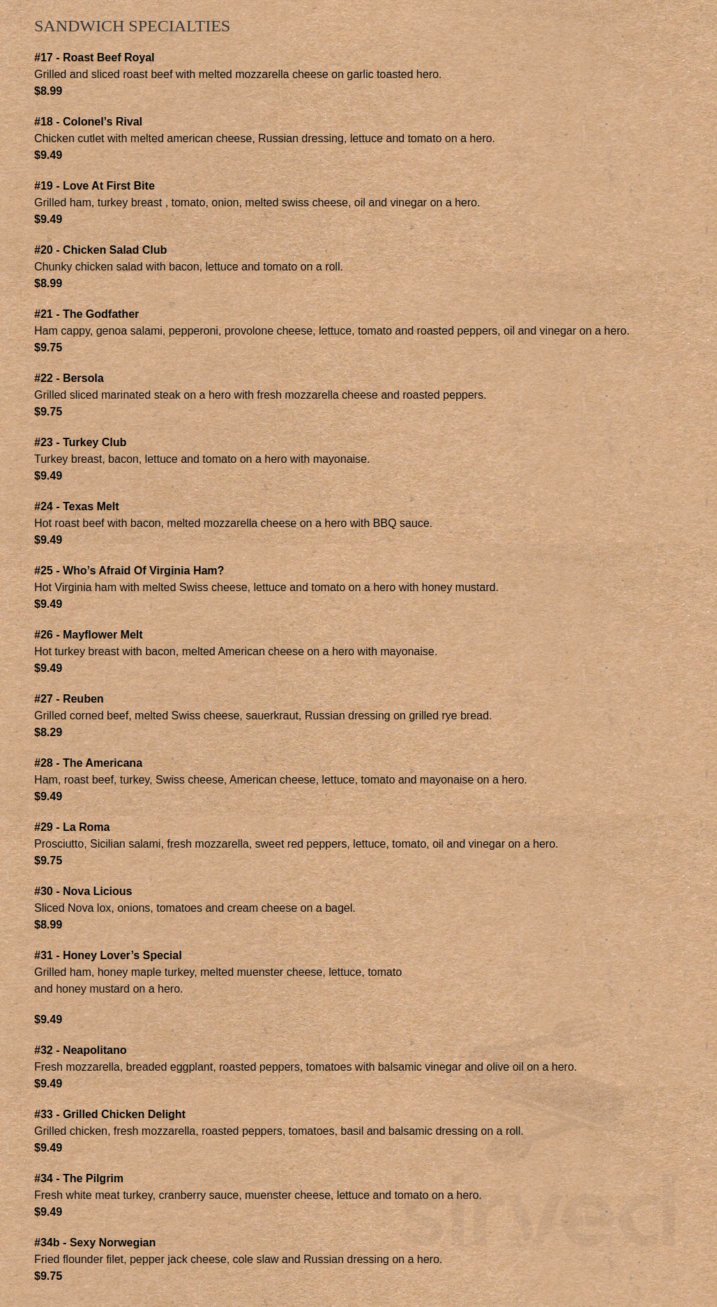 Central Ave Gourmet Deli menu in Bethpage, New York, USA