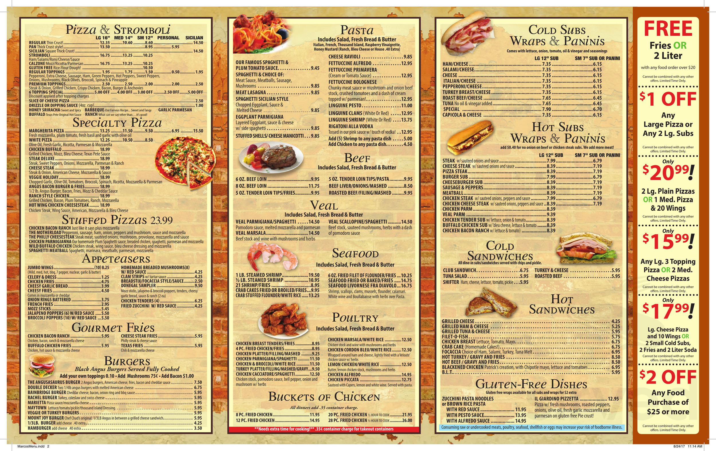 Marco's Restaurant & Pizzeria menu in Marietta, Pennsylvania