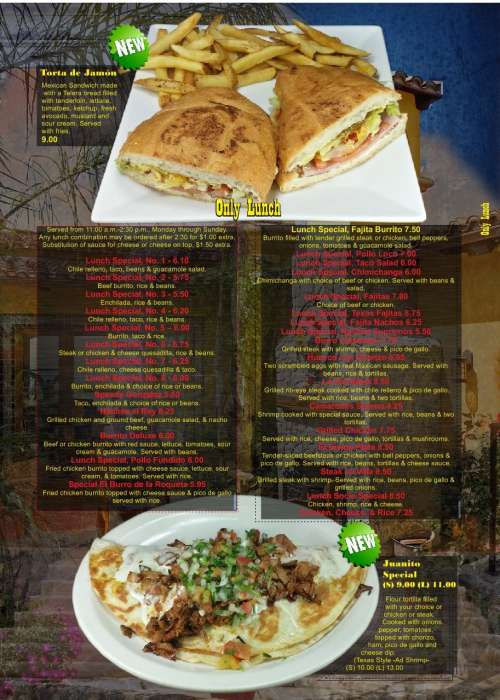 Senor Garcia Mexican Restaurant menu in Laurens, South Carolina, USA