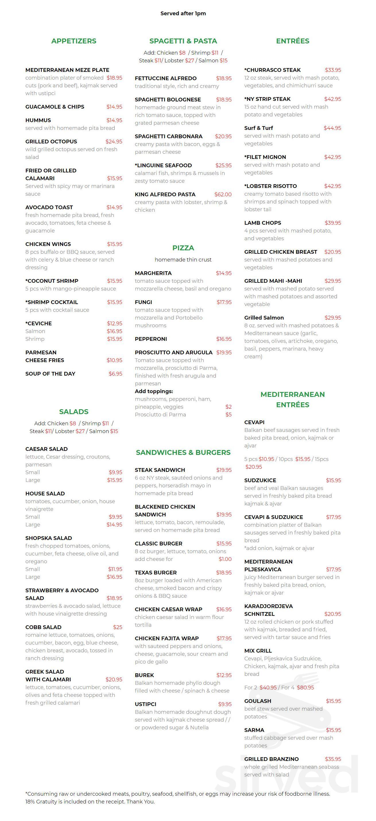 Menu - Miami Beach FL's Rakija Lounge | Sirved