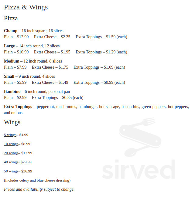 Hobo's Family Restaurant menu in Hyndman, Pennsylvania, USA