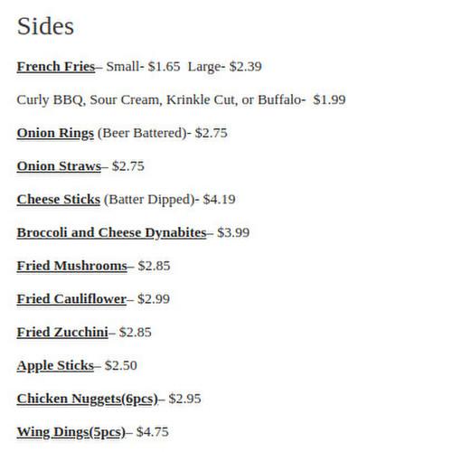 Hobo's Family Restaurant menu in Hyndman, Pennsylvania, USA