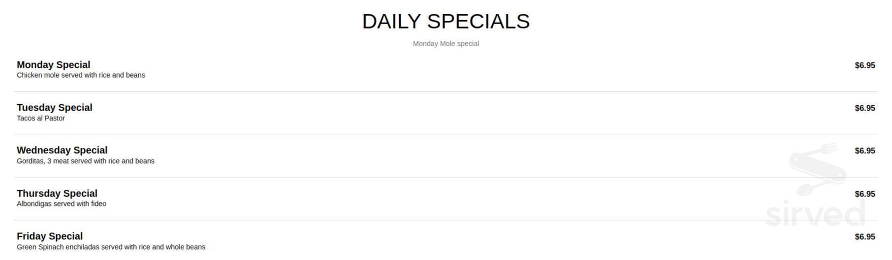 Gonzalos G & R Restaurant menu in El Paso, Texas, USA