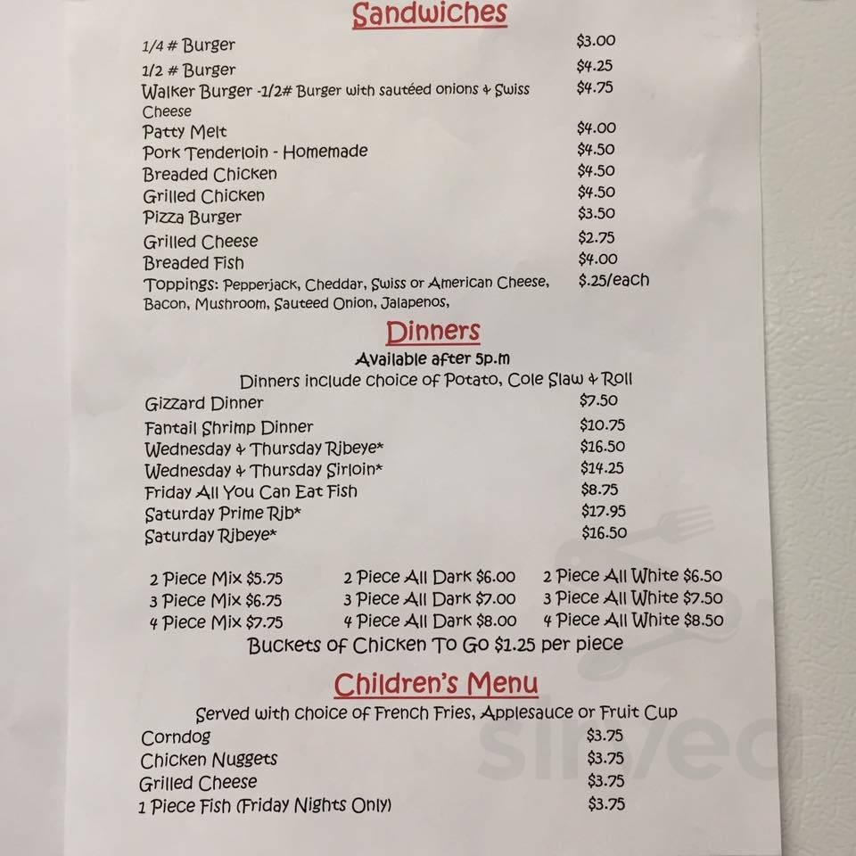 Walker's menus in Salix, Iowa, United States
