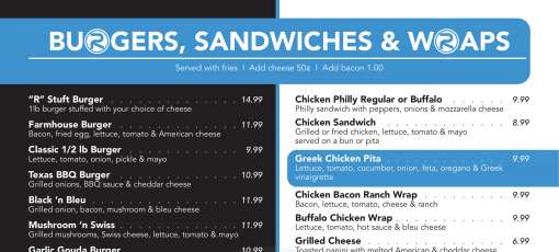 Menu for R-Bar and Grill in Highland, IN | Sirved