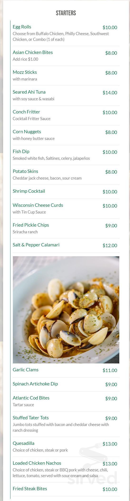 Tin Cup Sports Bar & Grill menu in Cooper City, Florida, USA