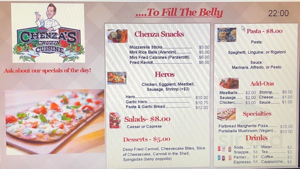Chezza Snacks Twisted Chenza menu in Riverhead, New York, USA