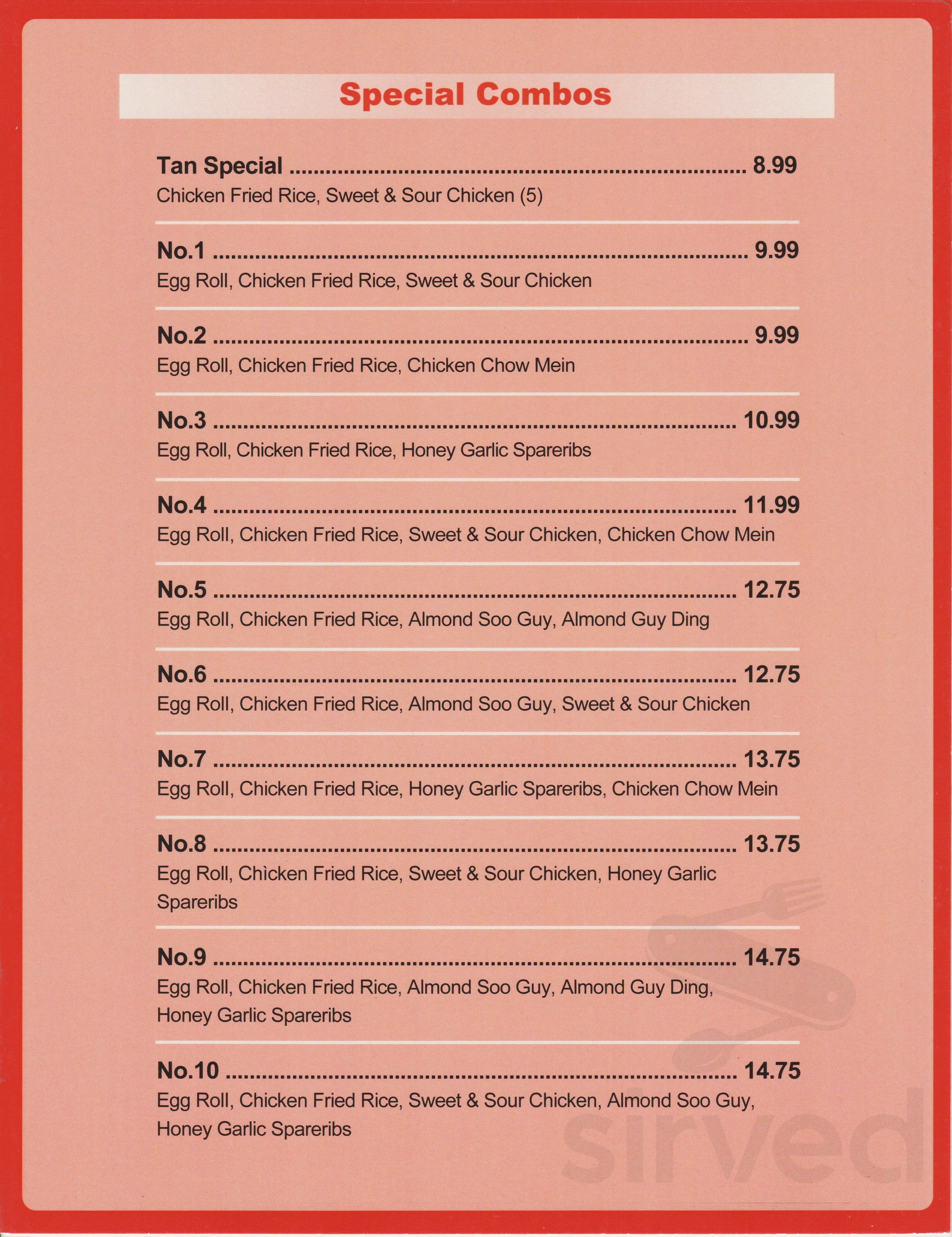 Menu - Corner Brook NL's New China Restaurant | Sirved