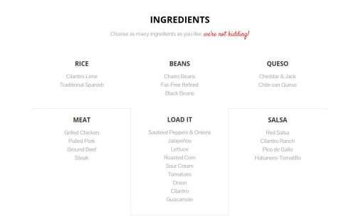 Bullritos menu in Pasadena, Texas, USA